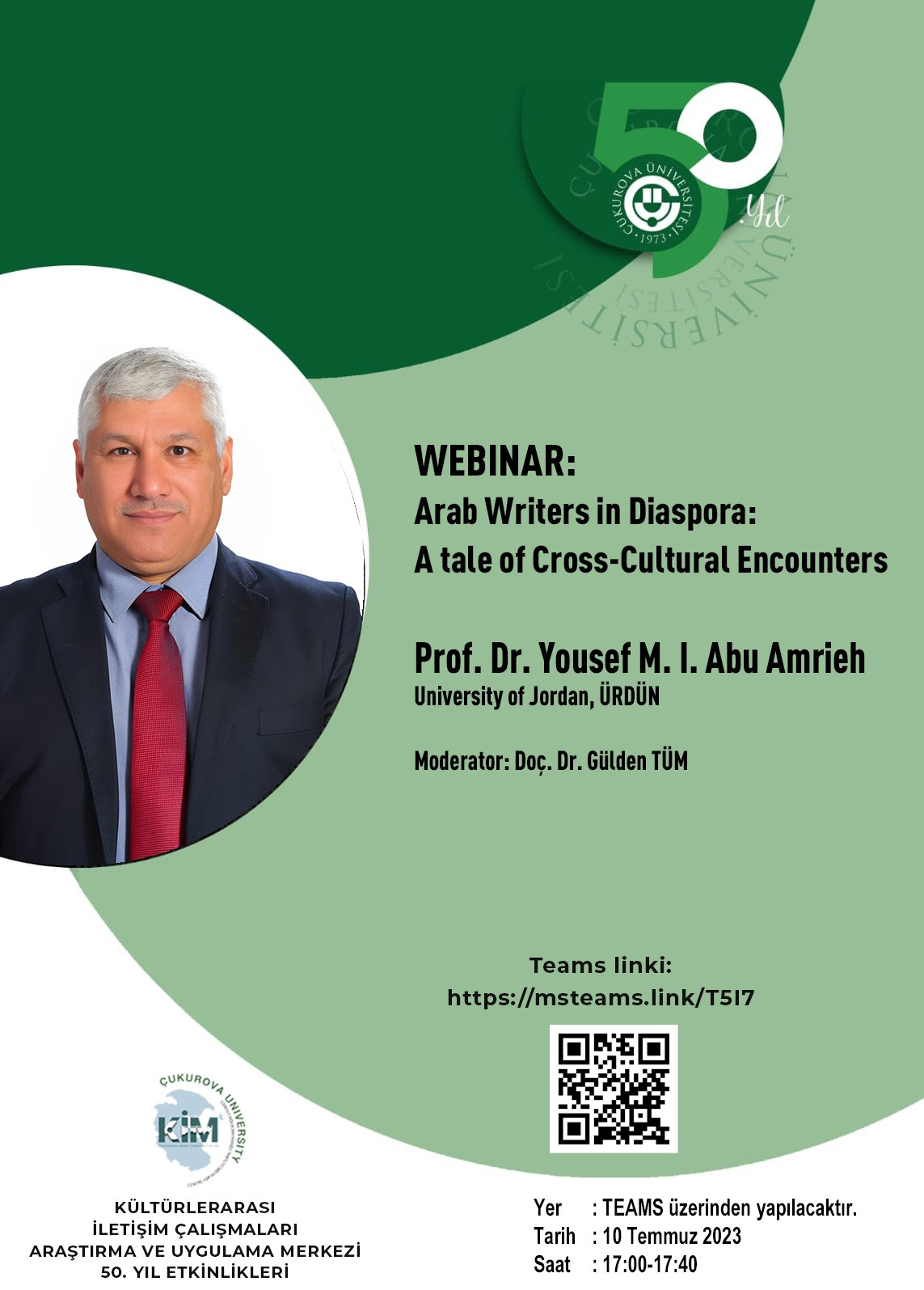 KİM Webinar: Prof. Dr. Yousef M. I. Abu Amrieh - Arab Writers in Diaspora: A tale of Cross-Cultural Encounters