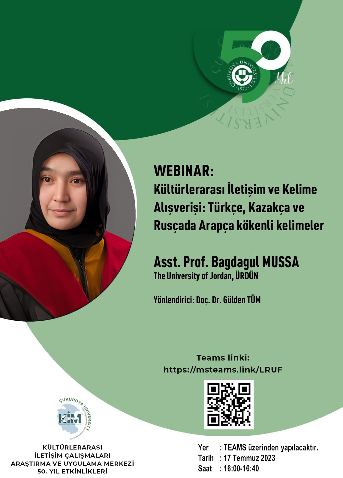 KİM Webinar: Dr. Öğr. Üyesi Bagdadul Mussa - Kültürlerarası İletişim ve Kelime Alışverişi: Türkçe, Kazakça ve Rusçada Arapça kökenli kelimeler